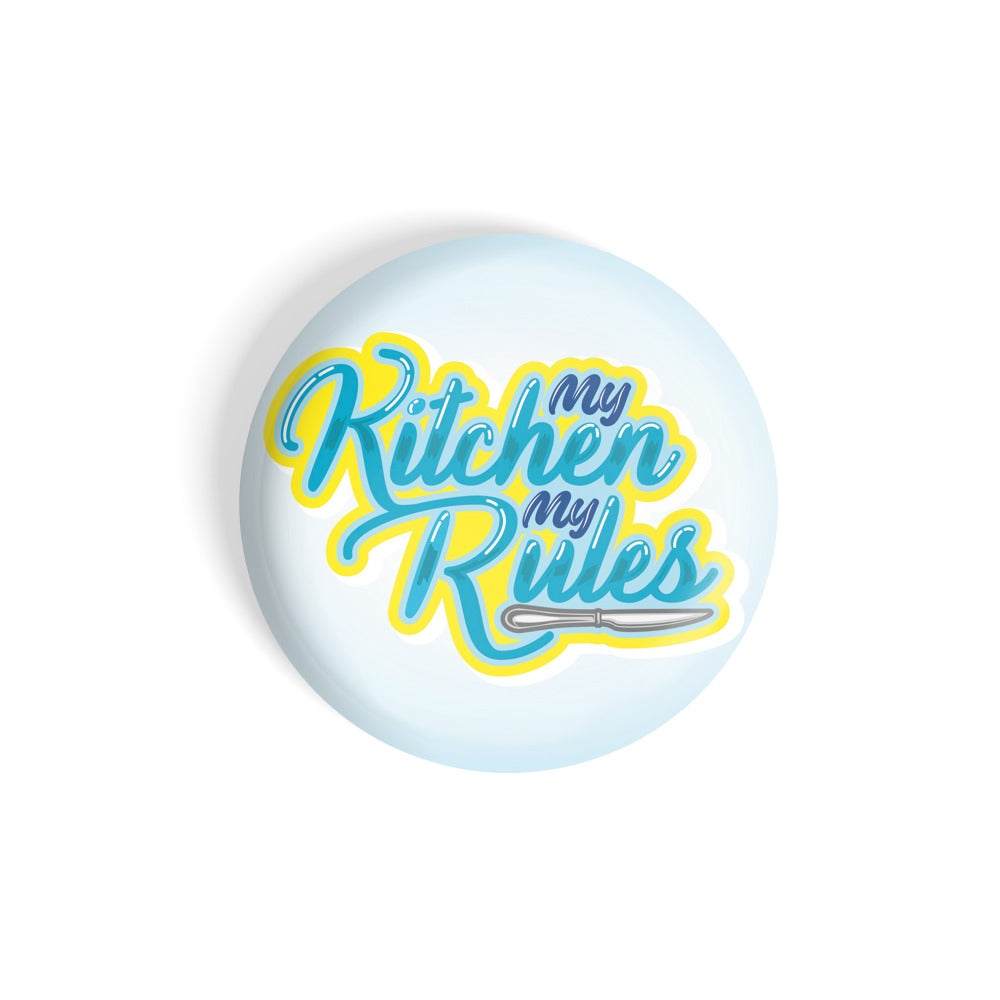 dhcrafts Round Fridge Magnet Blue Food Lovers My Kitchen My Rules D2 Glossy Finish Design Pack of 1 (58 mm)